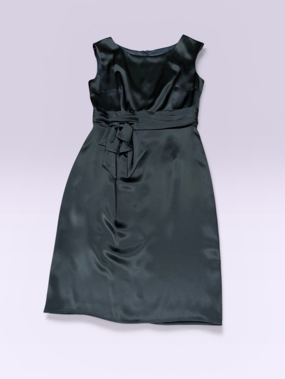 ABS Satin Sleeveless Black Cocktail Dress Size 12 Back Zip Defined Waist